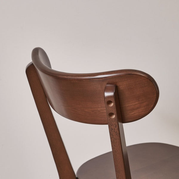 English Elm Set of 2 Solid Wood Dining Chairs with Ergonomic Backrest for Kitchen or Cafe Walnut Rubber Wood W5368P531829