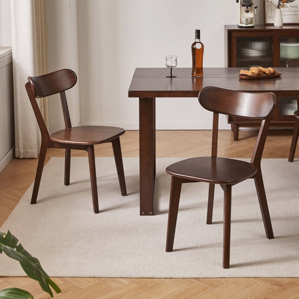 English Elm Set of 2 Solid Wood Dining Chairs with Ergonomic Backrest for Kitchen or Cafe Walnut Rubber Wood W5368P531829