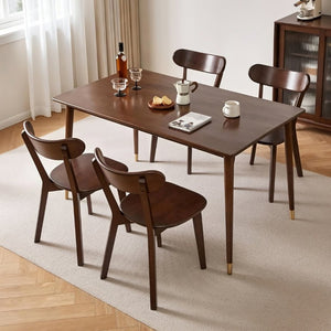 English Elm Set of 2 Solid Wood Dining Chairs with Ergonomic Backrest for Kitchen or Cafe Walnut Rubber Wood W5368P531829