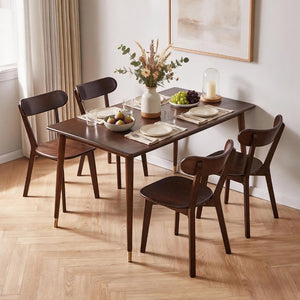 English Elm Set of 2 Solid Wood Dining Chairs with Ergonomic Backrest for Kitchen or Cafe Walnut Rubber Wood W5368P531829
