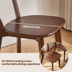 English Elm Set of 2 Solid Wood Dining Chairs with Ergonomic Backrest for Kitchen or Cafe Walnut Rubber Wood W5368P531829