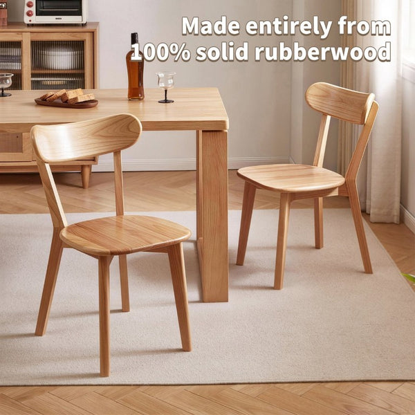 English Elm 2 Solid Rubberwood Dining Chairs Dark Walnut Curved Back Bistro Kitchen Set W5368P531830