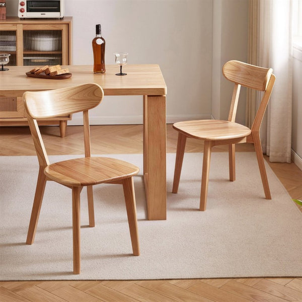English Elm 2 Solid Rubberwood Dining Chairs Dark Walnut Curved Back Bistro Kitchen Set W5368P531830
