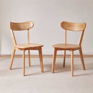 English Elm 2 Solid Rubberwood Dining Chairs Dark Walnut Curved Back Bistro Kitchen Set W5368P531830