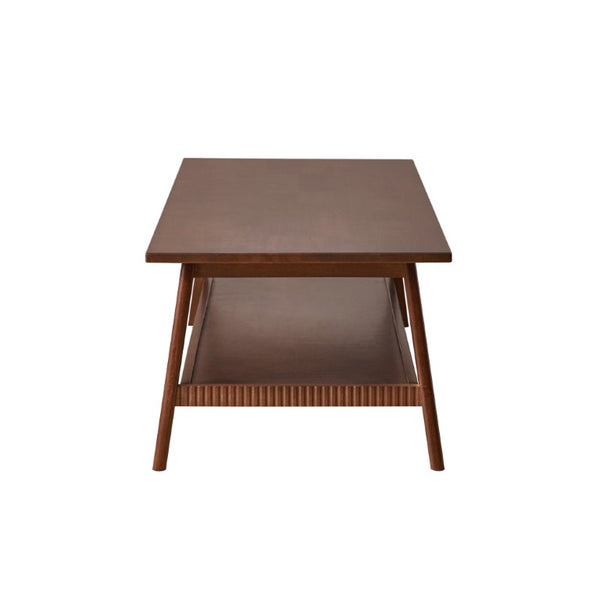 English Elm Solid Rubberwood Rectangular Coffee Table with Open Shelf Mid-Century Angled Legs Living Room W5368P538338