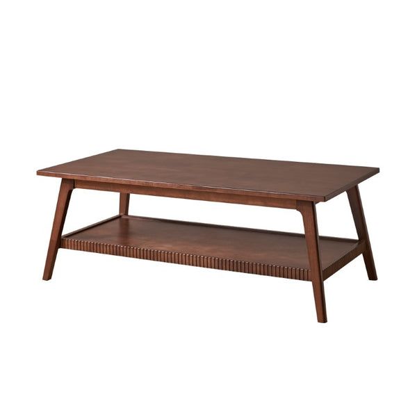English Elm Solid Rubberwood Rectangular Coffee Table with Open Shelf Mid-Century Angled Legs Living Room W5368P538338