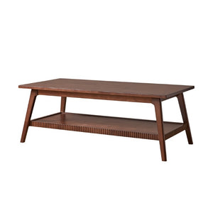 English Elm Solid Rubberwood Rectangular Coffee Table with Open Shelf Mid-Century Angled Legs Living Room W5368P538338