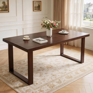 English Elm 180Cm Solid Walnut Rectangular Dining Table Mid Century Modern Seats Six with Tapered Legs W5368P538352