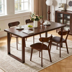 English Elm 180Cm Solid Walnut Rectangular Dining Table Mid Century Modern Seats Six with Tapered Legs W5368P538352