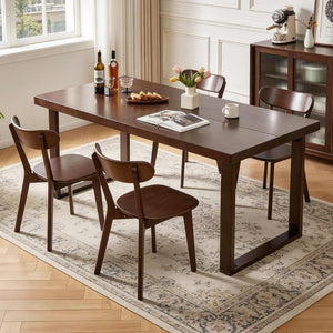English Elm 180Cm Solid Walnut Rectangular Dining Table Mid Century Modern Seats Six with Tapered Legs W5368P538352