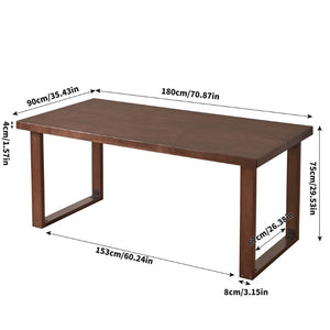 English Elm 180Cm Solid Walnut Rectangular Dining Table Mid Century Modern Seats Six with Tapered Legs W5368P538352