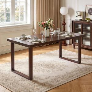 English Elm 180Cm Solid Walnut Rectangular Dining Table Mid Century Modern Seats Six with Tapered Legs W5368P538352