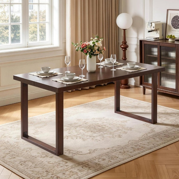 English Elm 180Cm Solid Walnut Rectangular Dining Table Mid Century Modern Seats Six with Tapered Legs W5368P538352