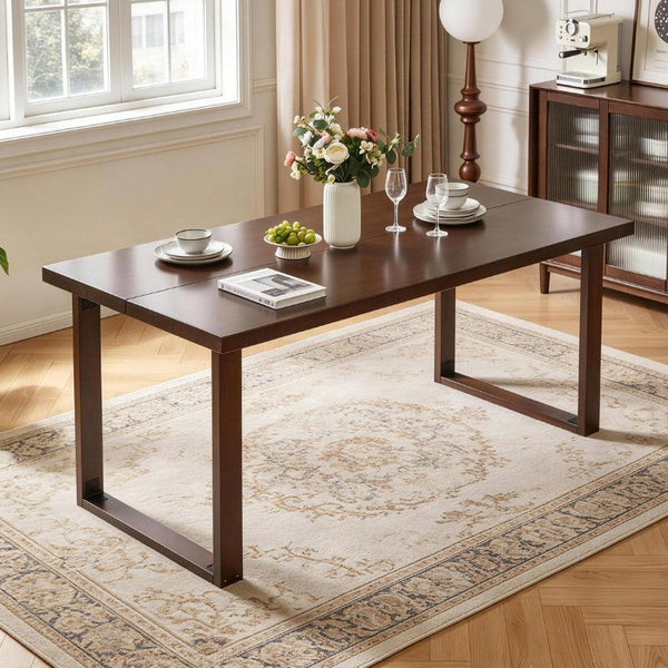 English Elm 180Cm Solid Walnut Rectangular Dining Table Mid Century Modern Seats Six with Tapered Legs W5368P538352