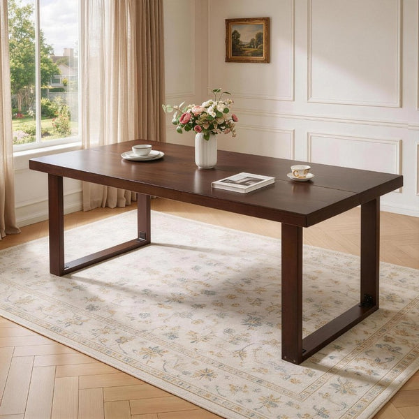 English Elm 180Cm Solid Walnut Rectangular Dining Table Mid Century Modern Seats Six with Tapered Legs W5368P538352