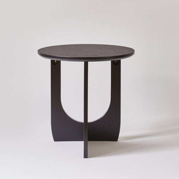 English Elm Round Solid Wood Side Tables Set of 2 with Embossed Grain T-Base Modern Minimalist W5368P551811