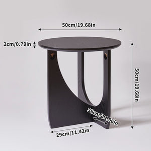 English Elm Round Solid Wood Side Tables Set of 2 with Embossed Grain T-Base Modern Minimalist W5368P551811