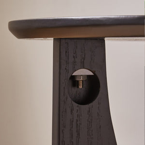 English Elm Round Solid Wood Side Tables Set of 2 with Embossed Grain T-Base Modern Minimalist W5368P551811