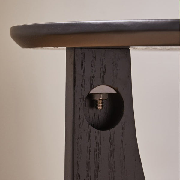 English Elm Round Solid Wood Side Tables Set of 2 with Embossed Grain T-Base Modern Minimalist W5368P551811