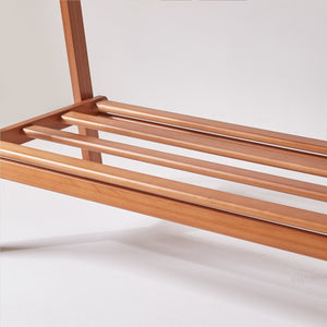 English Elm Heavy‑duty Solid Pine A-Frame Clothes Rack with Bottom Shelf and Side Hooks for Bedroom Cherry W5368P553507