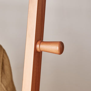 English Elm Heavy‑duty Solid Pine A-Frame Clothes Rack with Bottom Shelf and Side Hooks for Bedroom Cherry W5368P553507