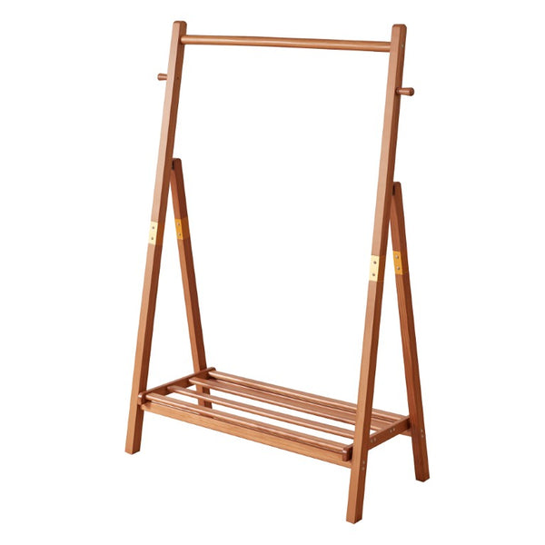 English Elm Heavy‑duty Solid Pine A-Frame Clothes Rack with Bottom Shelf and Side Hooks for Bedroom Cherry W5368P553507