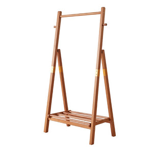English Elm Heavy‑duty Solid Pine A-Frame Clothes Rack with Bottom Shelf and Side Hooks for Bedroom Cherry W5368P553507