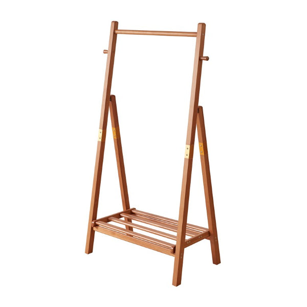 English Elm Heavy‑duty Solid Pine A-Frame Clothes Rack with Bottom Shelf and Side Hooks for Bedroom Cherry W5368P553507
