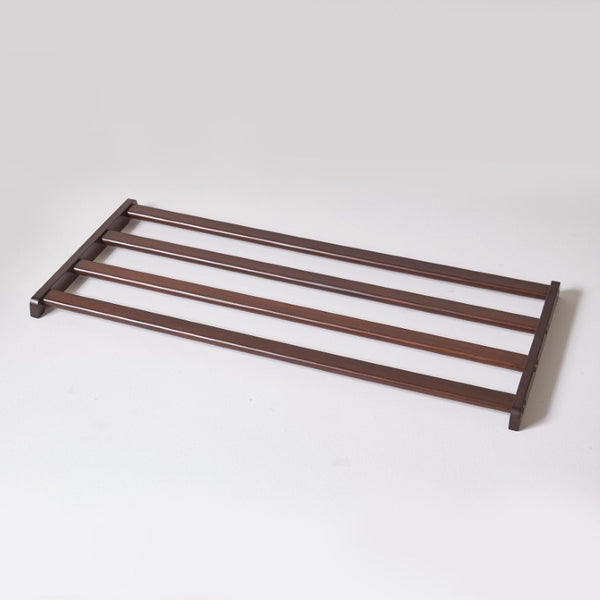 English Elm Heavy‑duty Solid Pine A-Frame Clothes Rack with Bottom Shelf and Side Hooks for Bedroom Walnut W5368P553508