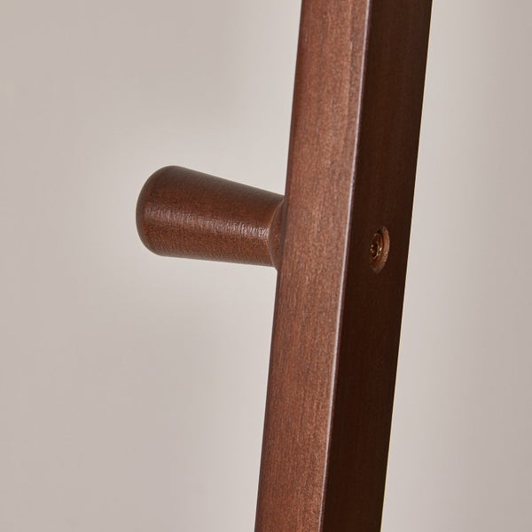 English Elm Heavy‑duty Solid Pine A-Frame Clothes Rack with Bottom Shelf and Side Hooks for Bedroom Walnut W5368P553508