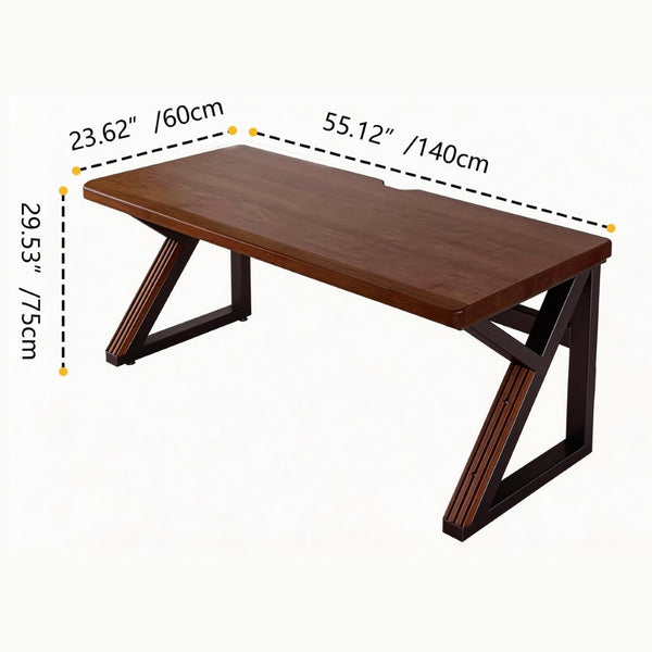 English Elm Solid Wood Two Person Desk with Steel K Frame for Modern Home Office Workstation W5368S00001