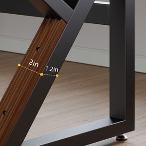 English Elm Solid Walnut Wood 63 Inch Dual Workstation Desk with Industrial Matte Black Frame W5368S00002