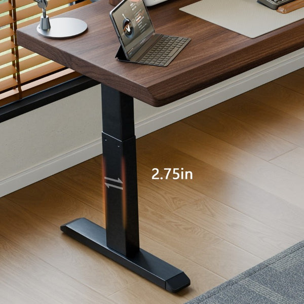 English Elm Solid Rubberwood Sit Stand Desk with Quiet Motor Steel Legs and Walnut Finish W5368S00004