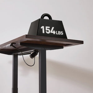 English Elm Solid Rubberwood Sit Stand Desk with Quiet Motor Steel Legs and Walnut Finish W5368S00004