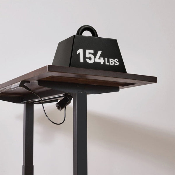 English Elm Solid Rubberwood Sit Stand Desk with Quiet Motor Steel Legs and Walnut Finish W5368S00004