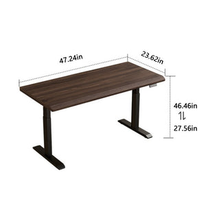 English Elm Solid Rubberwood Sit Stand Desk with Quiet Motor Steel Legs and Walnut Finish W5368S00004