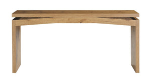 English Elm Wooden Brazilian Walnut Console Table with Wavy Apron for Entryway Hallway Sofa Back Walnut Brown W5379P501667