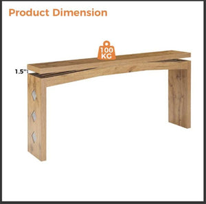 English Elm Wooden Brazilian Walnut Console Table with Wavy Apron for Entryway Hallway Sofa Back Walnut Brown W5379P501667
