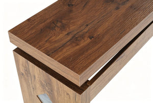 English Elm Wooden Brazilian Walnut Console Table with Wavy Apron for Entryway Hallway Sofa Back Natural Wood+Brown W5379P501734
