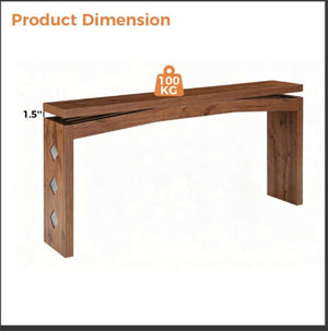 English Elm Wooden Brazilian Walnut Console Table with Wavy Apron for Entryway Hallway Sofa Back Natural Wood+Brown W5379P501734