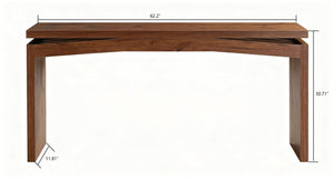 English Elm Wooden Brazilian Walnut Console Table with Wavy Apron for Entryway Hallway Sofa Back Natural Wood+Brown W5379P501734