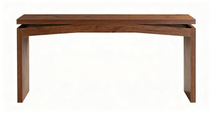 English Elm Wooden Brazilian Walnut Console Table with Wavy Apron for Entryway Hallway Sofa Back Natural Wood+Brown W5379P501734