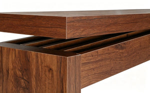 English Elm Wooden Brazilian Walnut Console Table with Wavy Apron for Entryway Hallway Sofa Back Natural Wood+Brown W5379P501734