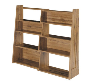 English Elm Wooden Walnut Corner Bookcase Modular L-Shaped Shelving Unit for Living Room Study White + Light Oak W5379P501962