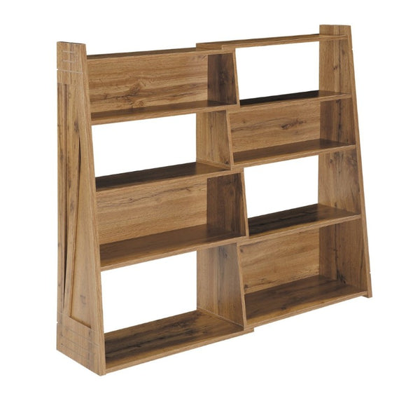 English Elm Wooden Walnut Corner Bookcase Modular L-Shaped Shelving Unit for Living Room Study White + Light Oak W5379P501962