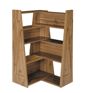 English Elm Wooden Walnut Corner Bookcase Modular L-Shaped Shelving Unit for Living Room Study White + Light Oak W5379P501962