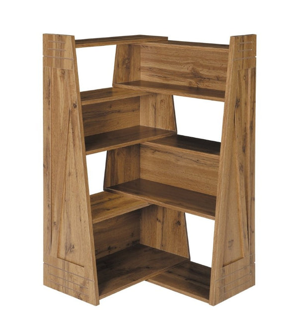English Elm Wooden Walnut Corner Bookcase Modular L-Shaped Shelving Unit for Living Room Study White + Light Oak W5379P501962