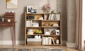 English Elm Wooden Walnut Corner Bookcase Modular L-Shaped Shelving Unit for Living Room Study White + Light Oak W5379P501962