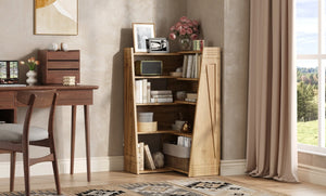 English Elm Wooden Walnut Corner Bookcase Modular L-Shaped Shelving Unit for Living Room Study White + Light Oak W5379P501962