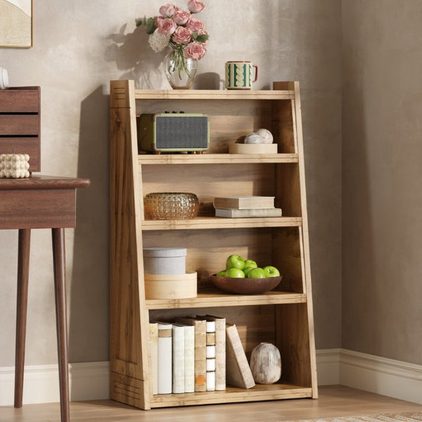 English Elm Wooden Walnut Corner Bookcase Modular L-Shaped Shelving Unit for Living Room Study White + Light Oak W5379P501962
